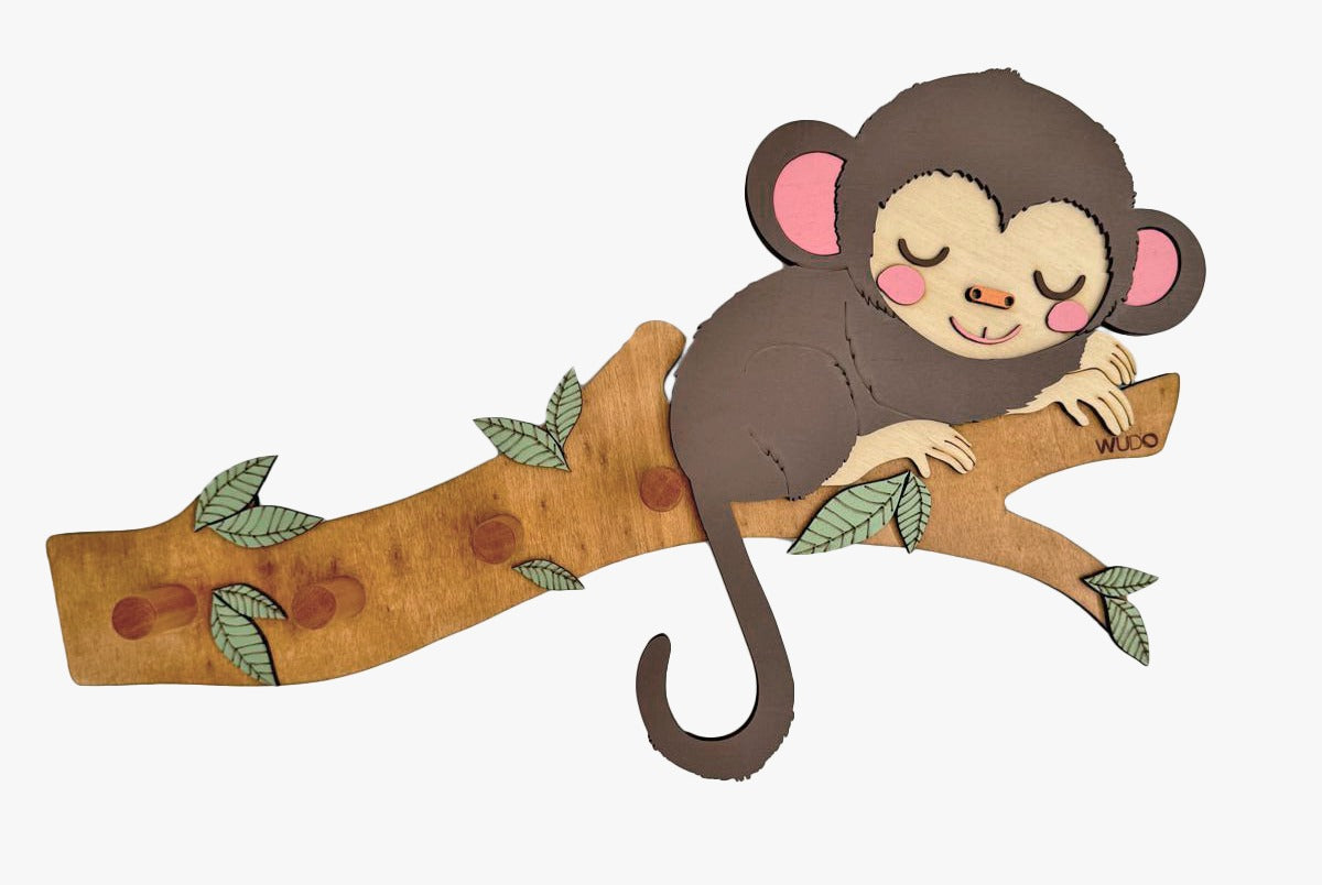 Appendiabiti in legno Koko – Scimmia sul ramo | Tra le Fronde