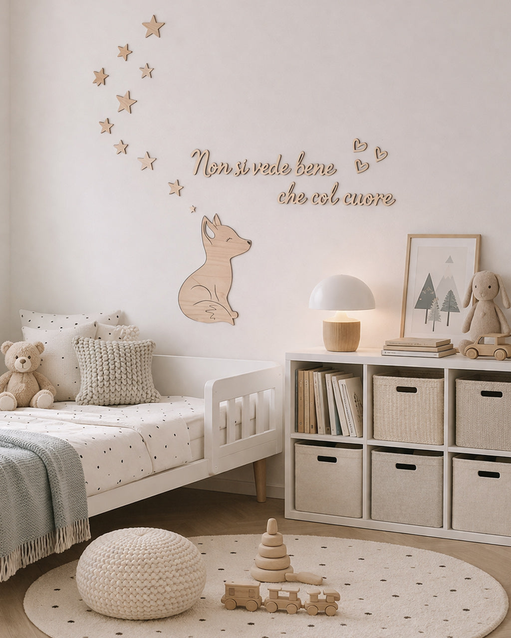 Decorazione legno volpe e stelle ispirata al Piccolo Principe — cameretta bambini