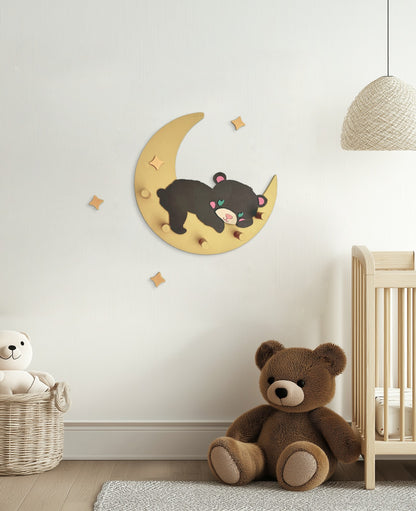 Appendiabiti in legno Mielo – Orso sulla Luna | Sogni d’Oro
