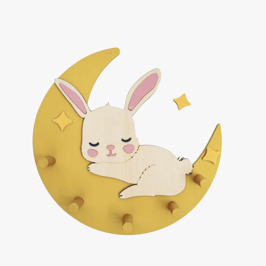 Appendiabiti in legno Lillo – coniglio sulla Luna | Sogni d’Oro