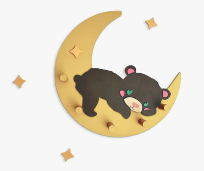 Appendiabiti in legno Mielo – Orso sulla Luna | Sogni d’Oro