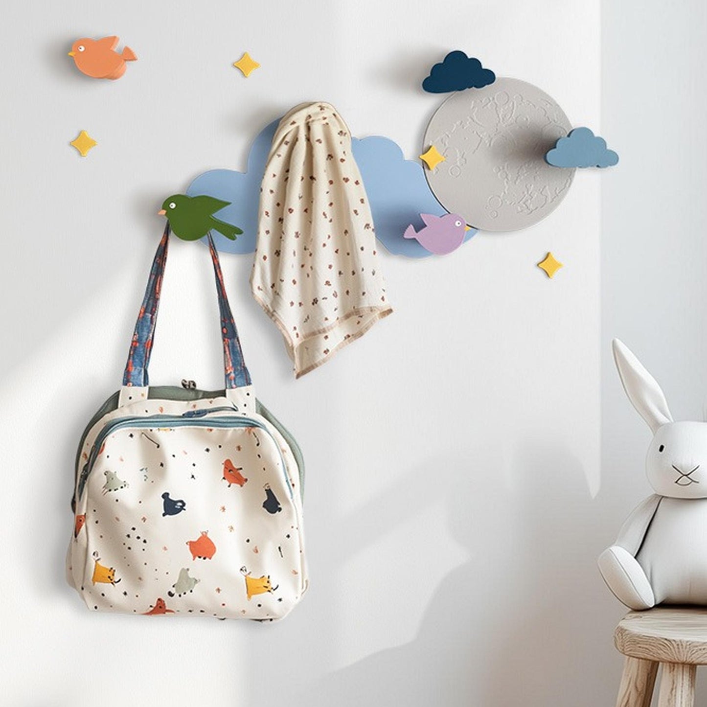 Appendiabiti in legno NUVOLA DI LUNA | Cielo di Sogni