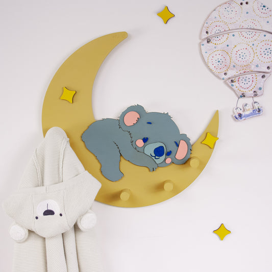 Appendiabiti in legno Kumi – koala sulla luna | Sogni d’Oro