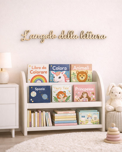 Scritta decorativa legno angolo lettura idea regalo cameretta bambini
