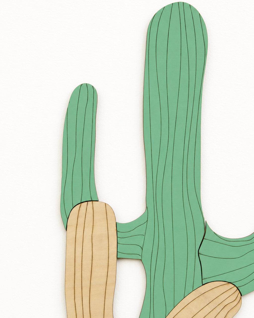 Base Cactus Alto a mordente in legno naturale — decorazione parete artigianale Italia