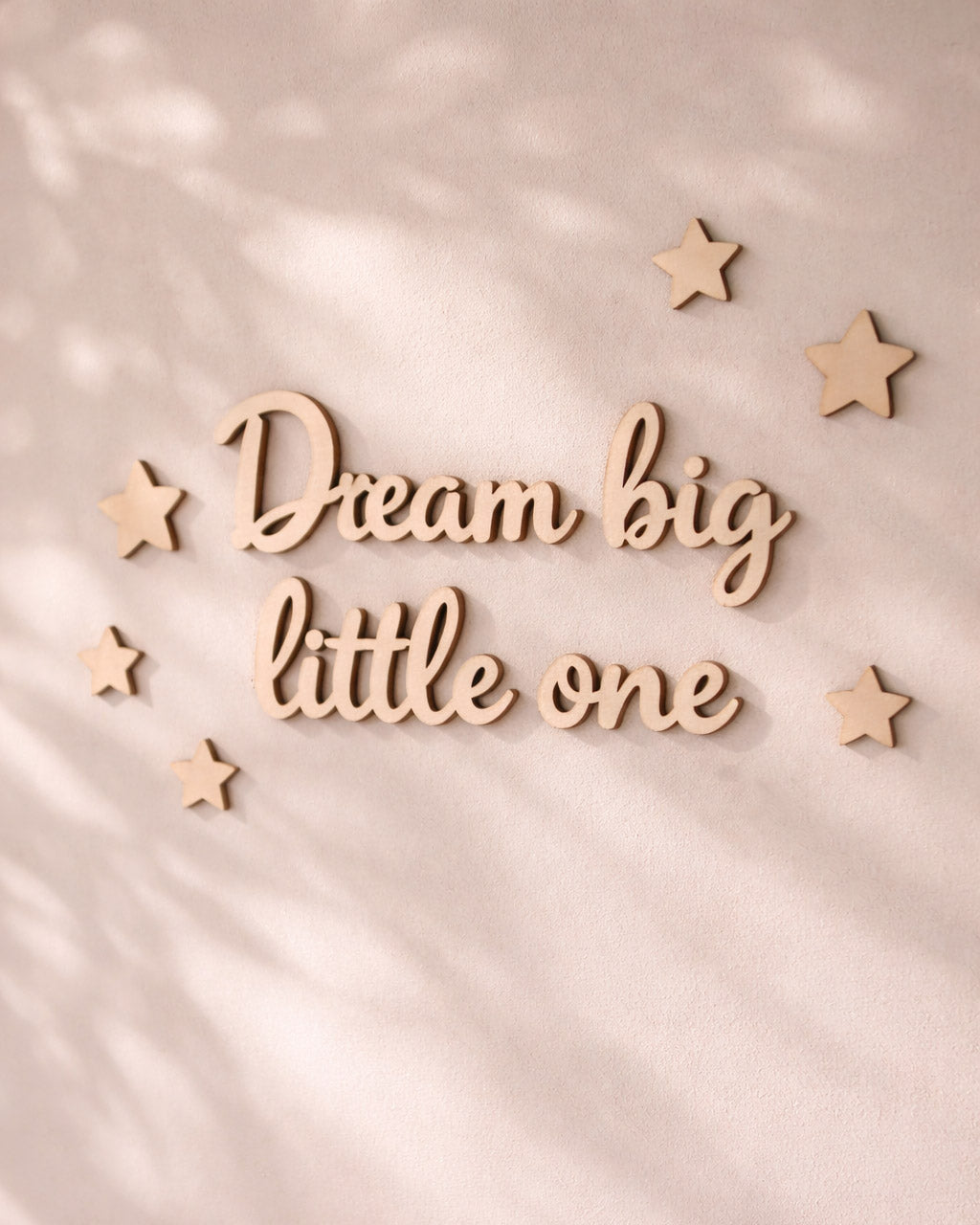 Scritta decorativa legno Dream big little one idea regalo nascita cameretta