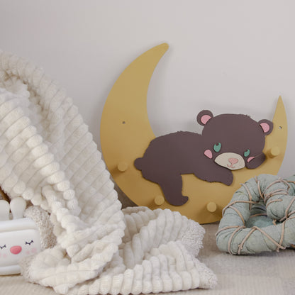Appendiabiti in legno Mielo – Orso sulla Luna | Sogni d’Oro