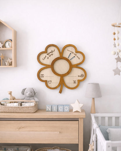 Quadrifoglio nascita legno in cameretta neonato regalo nascita personalizzato artigianale Italia